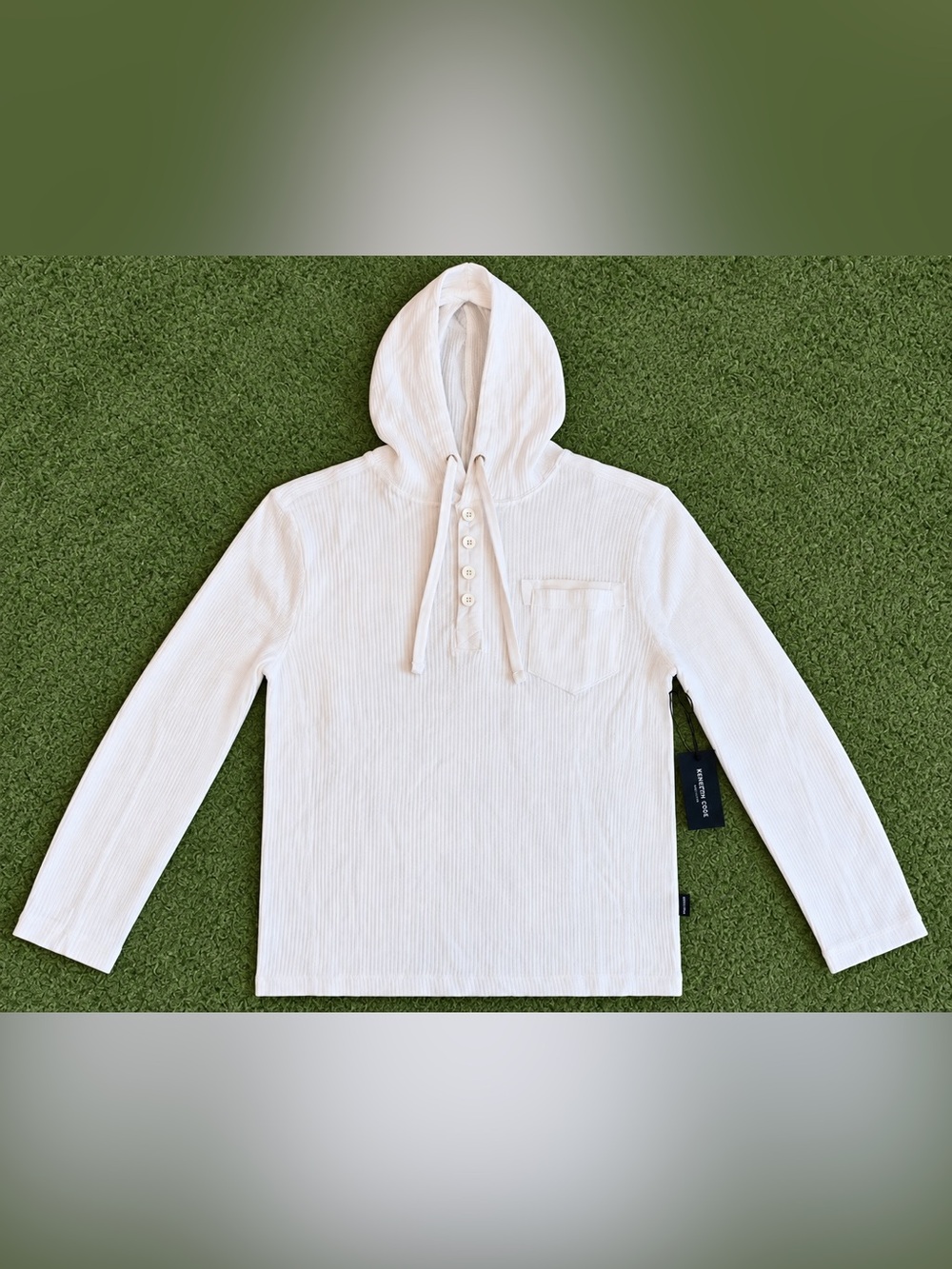 Kenneth Cole Kids Cream Hooded Ribbed Long-Sleeve Top